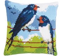VERVACO Kit Cuscino Punto Croce RONDINI Set Ricamo Principianti Cuscini Gobelin Decorativi ca. 40 x 40 cm Accessori Per Lavoretti Creativi DIY Casa Decor Hobby Adulti Cross Stitch
