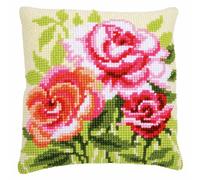 VERVACO Kit Cuscino Punto Croce ROSE Set Ricamo Principianti Cuscini Gobelin Decorativi ca. 40 x 40 cm Accessori Per Lavoretti Creativi DIY Casa Decor Hobby Adulti Cross Stitch