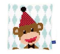 VERVACO Kit Cuscino Punto Croce Scimmia del Circo I Set Ricamo Principianti Cuscini Gobelin Decorativi ca. 25 x 25 cm Accessori per Lavoretti Creativi DIY Casa Decor Hobby Adulti Cross Stitch
