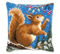 VERVACO Kit Cuscino Punto Croce Scoiattolo in Inverno Set Ricamo Principianti Cuscini Gobelin Decorativi ca. 40 x 40 cm Accessori per Lavoretti Creativi DIY Casa Decor Hobby Adulti Cross Stitch