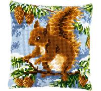 VERVACO Kit Cuscino Punto Croce SCOIATTOLO IN PINO Set Ricamo Principianti Cuscini Gobelin Decorativi ca. 40 x 40 cm Accessori Per Lavoretti Creativi DIY Casa Decor Hobby Adulti Cross Stitch
