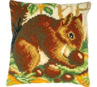 VERVACO Kit Cuscino Punto Croce SCOIATTOLO Set Ricamo Principianti Cuscini Gobelin Decorativi ca. 40 x 40 cm Accessori Per Lavoretti Creativi DIY Casa Decor Hobby Adulti Cross Stitch