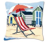 VERVACO Kit Cuscino Punto Croce sulla Spiaggia Set Ricamo Principianti Cuscini Gobelin Decorativi ca. 40 x 40 cm Accessori per Lavoretti Creativi DIY Casa Decor Hobby Adulti Cross Stitch
