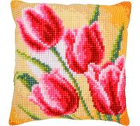VERVACO Kit Cuscino Punto Croce TULIPANI Set Ricamo Principianti Cuscini Gobelin Decorativi ca. 40 x 40 cm Accessori Per Lavoretti Creativi DIY Casa Decor Hobby Adulti Cross Stitch