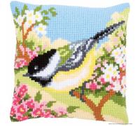 VERVACO Kit Cuscino Punto Croce UCCELLO NEL GIARDINO Set Ricamo Principianti Cuscini Gobelin Decorativi ca. 40 x 40 cm Accessori Per Lavoretti Creativi DIY Casa Decor Hobby Adulti Cross Stitch