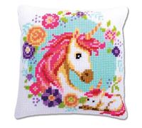 VERVACO Kit Cuscino Punto Croce UNICORNO MADRE E BAMBINO Set Ricamo Principianti Cuscini Gobelin Decorativi ca. 40 x 40 cm Accessori Per Lavoretti Creativi DIY Casa Decor Hobby Adulti Cross Stitch