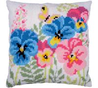 VERVACO Kit Cuscino Punto Croce VIOLE DEL PENSIERO Set Ricamo Principianti Cuscini Gobelin Decorativi ca. 40 x 40 cm Accessori Per Lavoretti Creativi DIY Casa Decor Hobby Adulti Cross Stitch