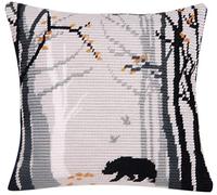 VERVACO Kit Gobelin Cuscino Set Ricamo Principianti Bruno Punti Lunghi E Angolati Kit Hobby Creativi Adulti ca. 40 x 40 cm Ricamo Punto Croce Prestampato Cuscini Decorativi Divano