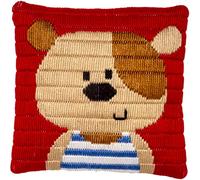 VERVACO Kit Gobelin Cuscino Set Ricamo Principianti PICCOLO ORSO Mezzo Punto Lungo Kit Hobby Creativi Adulti ca. 25 x 25 cm Ricamo Punto Croce Prestampato Cuscini Decorativi Divano