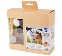 VERVACO Kit Latch Hook Cuscino Cavallo E Puledro Kit Gancio di Chiusura Tappeto ca. 40 x 40 cm Set Ricamo Principianti Casa Decorazioni attività Creative Adulti Hobby Rilassanti Gobelin Cuscino