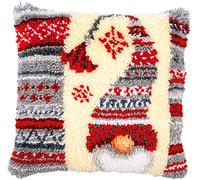 VERVACO Kit Latch Hook Cuscino ELFO DI NATALE Kit Gancio Di Chiusura Tappeto ca. 40 x 40 cm Set Ricamo Principianti Casa Decorazioni Attività Creative Adulti Hobby Rilassanti Gobelin Cuscino