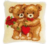 VERVACO Kit Latch Hook Cuscino ORSI D'AMORE Kit Gancio Di Chiusura Tappeto ca. 40 x 40 cm Set Ricamo Principianti Casa Decorazioni Attività Creative Adulti Hobby Rilassanti Gobelin Cuscino