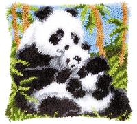VERVACO Kit Latch Hook Cuscino ORSI Panda Kit Gancio di Chiusura Tappeto ca. 40 x 40 cm Set Ricamo Principianti Casa Decorazioni attività Creative Adulti Hobby Rilassanti Gobelin Cuscino