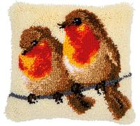 VERVACO Kit Latch Hook Cuscino PETTIROSSI Kit Gancio Di Chiusura Tappeto ca. 40 x 40 cm Set Ricamo Principianti Casa Decorazioni Attività Creative Adulti Hobby Rilassanti Gobelin Cuscino