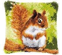 VERVACO Kit Latch Hook Cuscino SCOIATTOLO Kit Gancio Di Chiusura Tappeto ca. 40 x 40 cm Set Ricamo Principianti Casa Decorazioni Attività Creative Adulti Hobby Rilassanti Gobelin Cuscino