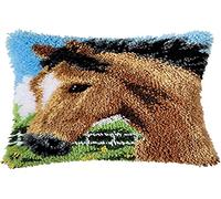 VERVACO Kit Latch Hook Cuscino Stallone Kit Gancio di Chiusura Tappeto ca. 40 x 40 cm Set Ricamo Principianti Casa Decorazioni attività Creative Adulti Hobby Rilassanti Gobelin Cuscino