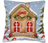 VERVACO Kit Cuscino Punto Croce CASA DI PAN DI ZENZERO Set Ricamo Principianti Cuscini Gobelin Decorativi ca. 40 x 40 cm Accessori Per Lavoretti Creativi DIY Casa Decor Hobby Adulti Cross Stitch