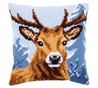 VERVACO Kit Punto Croce Cervo Set Ricamo Principianti Cuscini Gobelin Decorativi Accessori per Lavoretti Creativi DIY Casa Decor Hobby Adulti Cross Stitch, Misto Cotone, Multicolor, ca. 40 x 40 cm