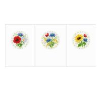 Vervaco kit punto croce contato biglietti augurali "Fiori di campo Set da 3" Set