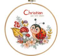 VERVACO Kit Punto Croce Contato Con Telaio RicamoCOCCINELLA Annuncio Nascita Punto Croce ca. 20 x 20 cm Regalo Personalizzato Set Fai Da Te Attività Creative Adulti Benvenuto Bambino Cross Stitch