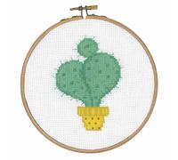 VERVACO Kit Punto Croce Contato con Telaio RicamoCON Anello Cactus I Decorativi per Pareti ca. 14,5 x 14,5 cm Set Fai da Te Creativo Adulti Casa Decor Arte da Parete Kit per Hobby Cross Stitch