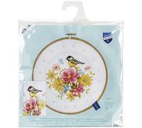 VERVACO Kit Punto Croce Contato con Telaio RicamoUCCELLI E Fiori Decorativi per Pareti ca. 20 x 20 cm Set Fai da Te Creativo Adulti Casa Decor Arte da Parete Kit per Hobby Cross Stitch