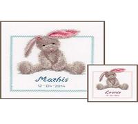 VERVACO Kit Punto Croce Contato Coniglietto Carino Annuncio Nascita Punto Croce ca. 19 x 21 cm Regalo Personalizzato Set Fai da Te attività Creative Adulti Benvenuto Bambino Cross Stitch