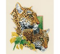 VERVACO Kit Punto Croce Contato Coppia di Leopardi Decorativi per Pareti ca. 29 x 33 cm Set Fai da Te Creativo Adulti Ricamo Casa Decor Arte da Parete Kit per Hobby Cross Stitch