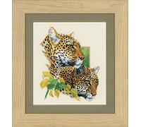 VERVACO Kit Punto Croce Contato Coppia di Leopardi Decorativi per Pareti ca. 29 x 33 cm Set Fai da Te Creativo Adulti Ricamo Casa Decor Arte da Parete Kit per Hobby Cross Stitch