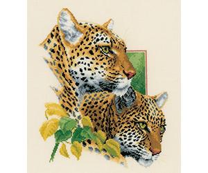 VERVACO Kit Punto Croce Contato Coppia di Leopardi Decorativi per Pareti ca. 29 x 33 cm Set Fai da Te Creativo Adulti Ricamo Casa Decor Arte da Parete Kit per Hobby Cross Stitch