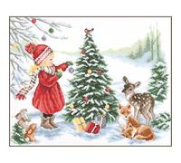 VERVACO Kit Punto Croce Contato DECORARE PER NATALE Decorativi Per Pareti ca. 37 x 29 cm Set Fai Da Te Creativo Adulti Casa Decor Arte Da Parete Kit Per Hobby Cross Stitch
