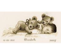 VERVACO Kit Punto Croce Contato Il Bambino Dorme Annuncio Nascita Punto Croce ca. 30 x 16 cm Regalo Personalizzato Set Fai da Te attività Creative Adulti Benvenuto Bambino Cross Stitch