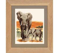 VERVACO Kit Punto Croce Contato Il Viaggio DELL'ELEFANTE Decorativi per Pareti ca. 26 x 30 cm Set Fai da Te Creativo Adulti Ricamo Casa Decor Arte da Parete Kit per Hobby Cross Stitch