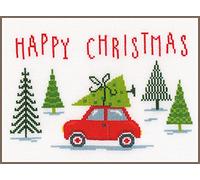 VERVACO Kit Punto Croce Contato NATALE ALLA MODA Decorativi Per Pareti ca. 25 x 17 cm Set Fai Da Te Creativo Adulti Casa Decor Arte Da Parete Kit Per Hobby Cross Stitch