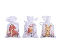 VERVACO Kit Punto Croce Contato NELLA FORESTA SET DA 3 Sacchetti Bomboniere Da Ricamare Punto Croce ca. 8 x 12 cm Set Fai Da Te Creativo Adulti Ricamo Casa Decorazioni Per Lavoretti Creativi