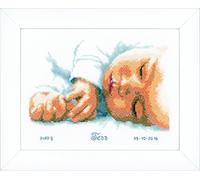 Vervaco Record di Nascita Neonato, Cotone, Bianco