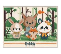 VERVACO Kit Punto Croce Contato PANDA E AMICI Annuncio Nascita Punto Croce ca. 19 x 14 cm Regalo Personalizzato Set Fai Da Te Attività Creative Adulti Benvenuto Bambino Cross Stitch