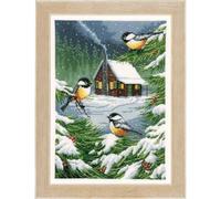 VERVACO Kit Punto Croce Contato SCENA INVERNALE Decorativi Per Pareti ca. 25 x 35 cm Set Fai Da Te Creativo Adulti Casa Decor Arte Da Parete Kit Per Hobby Cross Stitch