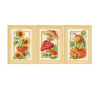 VERVACO Kit Punto Croce Contato SET AUTUNNALE DI 3 Decorativi Per Pareti 8 x 12 cm Set Fai Da Te Creativo Adulti Casa Decor Arte Da Parete Kit Per Hobby