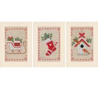 Vervaco PN-0178342 - Set di 3 biglietti da ricamare a punto croce, motivo natalizio, in cotone, multicolore 10,5 x 15 cm / 4,2" x 6"