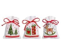 VERVACO Kit Punto Croce Contato SET DI 3 FIGURINE NATALIZIE Sacchetti Bomboniere Da Ricamare Punto Croce ca. 8 x 12 cm Set Fai Da Te Creativo Adulti Ricamo Casa Decorazioni Per Lavoretti Creativi