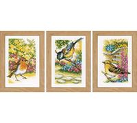 VERVACO Kit Punto Croce Contato Set di 3 Uccellini da Giardino Decorativi per Pareti 8 x 12 cm Set Fai da Te Creativo Adulti Casa Decor Arte da Parete Kit per Hobby