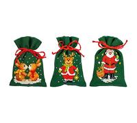 VERVACO Kit Punto Croce Contato SET NATALIZIO DA 3 Sacchetti Bomboniere Da Ricamare Punto Croce ca. 8 x 12 cm Set Fai Da Te Creativo Adulti Ricamo Casa Decorazioni Per Lavoretti Creativi