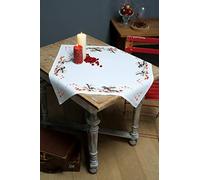 Vervaco Kit Punto Croce contato: tovaglia: Tette a Coda Lunga e Bacche Rosse, N, 80 x 80cm