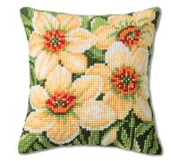 VERVACO Kit Cuscino Punto Croce NARCISI Set Ricamo Principianti Cuscini Gobelin Decorativi ca. 40 x 40 cm Accessori per Lavoretti Creativi DIY Casa Decor Hobby Adulti Cross Stitch