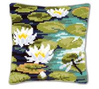 Vervaco PN-0148217 Ver - Cuscino con Kit per Punto Croce Raffigurante delle ninfee in Stile Monet