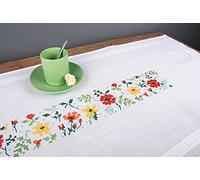 VERVACO Kit Punto Croce Prestampato Centrotavola FIORI FRESCHI Biancheria Da Tavola Set Fai Da Te Creativo 40 x 100 cm Kit Hobby Creativi Adulti Casa Decor Cross Stitch Runner