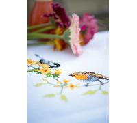 VERVACO Kit Punto Croce Prestampato Centrotavola UCCELLI CANORI Biancheria Da Tavola Set Fai Da Te Creativo 40 x 100 cm Kit Hobby Creativi Adulti Casa Decor Cross Stitch Runner