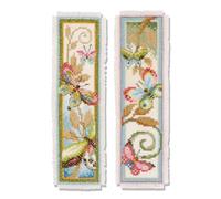 Vervaco Lesezeichen Schmetterlinge Aida 2er Set Kit per Ricamo a Croce, Bianco, 6 x 20 x 0,30 cm