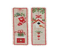 VERVACO Kit Punto Croce Segnalibri Contato SET DI 2 MOTIVI NATALIZI Segnalibri Punto Croce Da Ricamare 6 x 20 cm Set Fai Da Te Creativo Adulti Ricamo Accessori Per Lavoretti Creativi